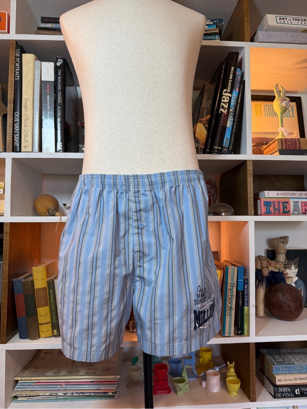 martine rose x tommy hilfiger Men's Blue Striped Cotton shorts